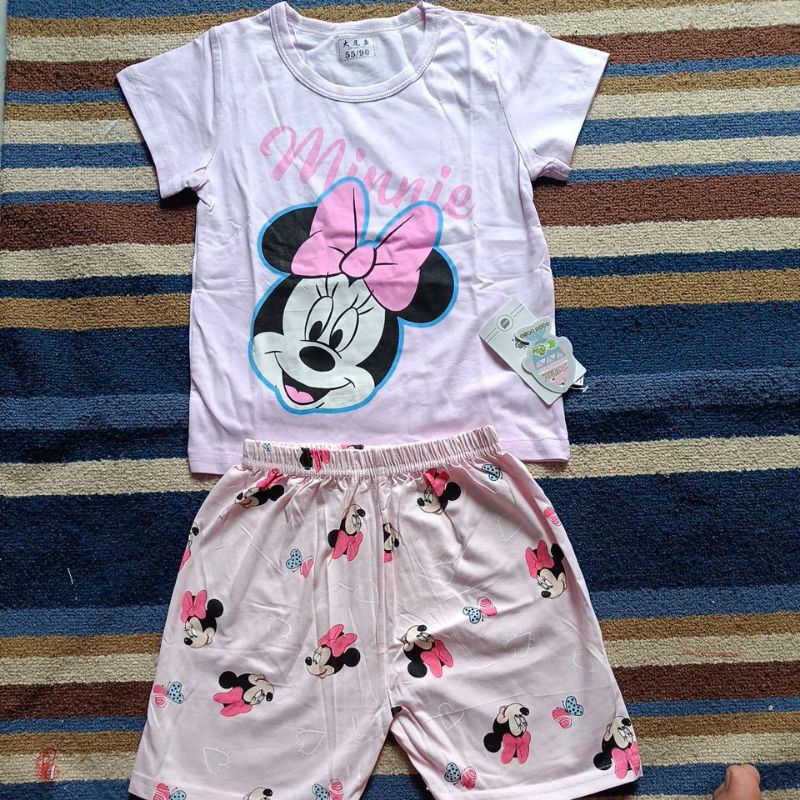 Setelan Organik Cotton Motif Minnie Mouse
