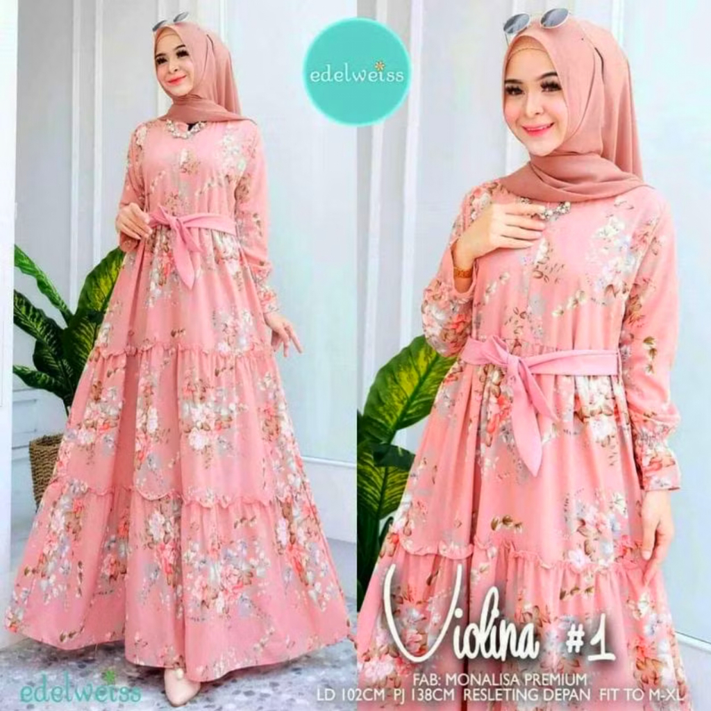 Gamis Katun Bunga Sakura Busui Terbaru Fashion Muslim Syari kekinian Termurah Dewasa Remaja Original
