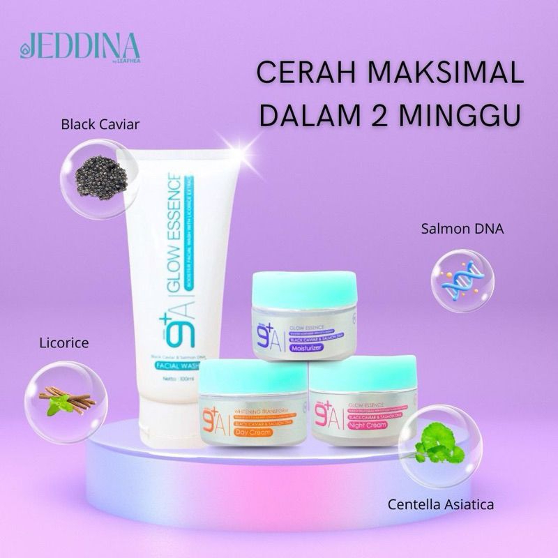 [COD] Jeddina Skincare set BPOM || 9+IA glow series. Facial wash, moisturizer, day & night cream