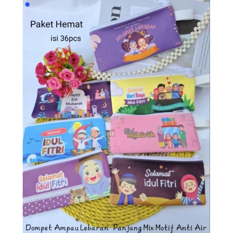 

(isi 36pcs) Dompet Angpao / Amplop Panjang Lebaran idul fitri resleting printing Eid Mubarak