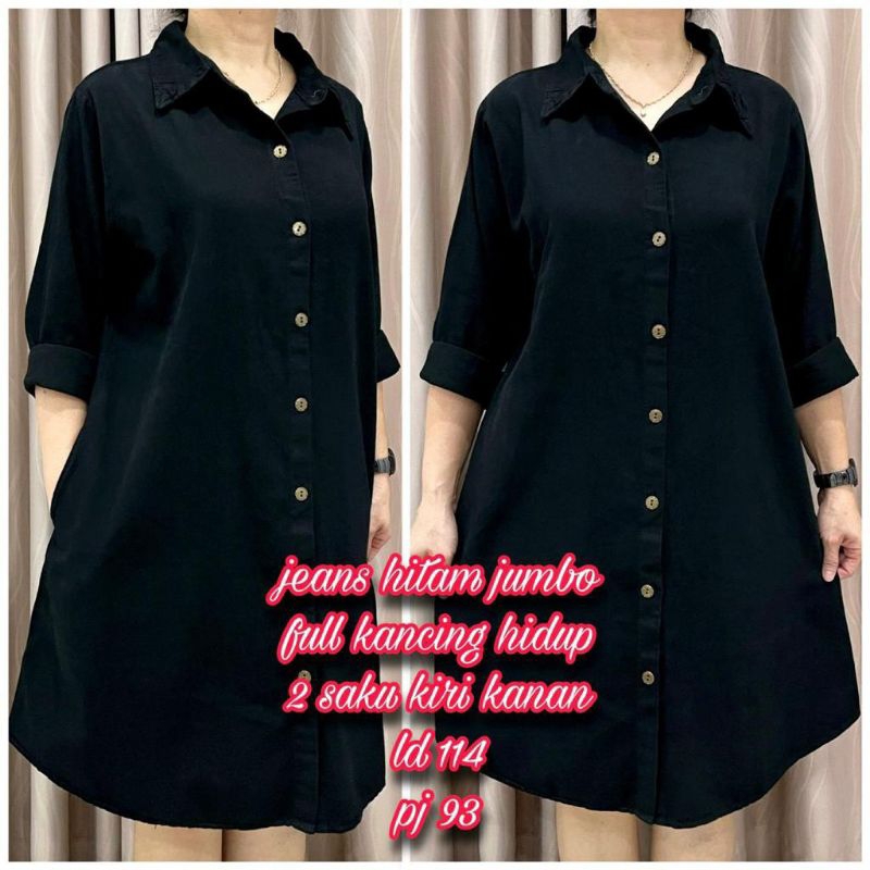 DRESS JEANS JUMBO / TUNIK JUMBO POLOS LD 114 BAHAN PREMIUM TIDAK KAKU