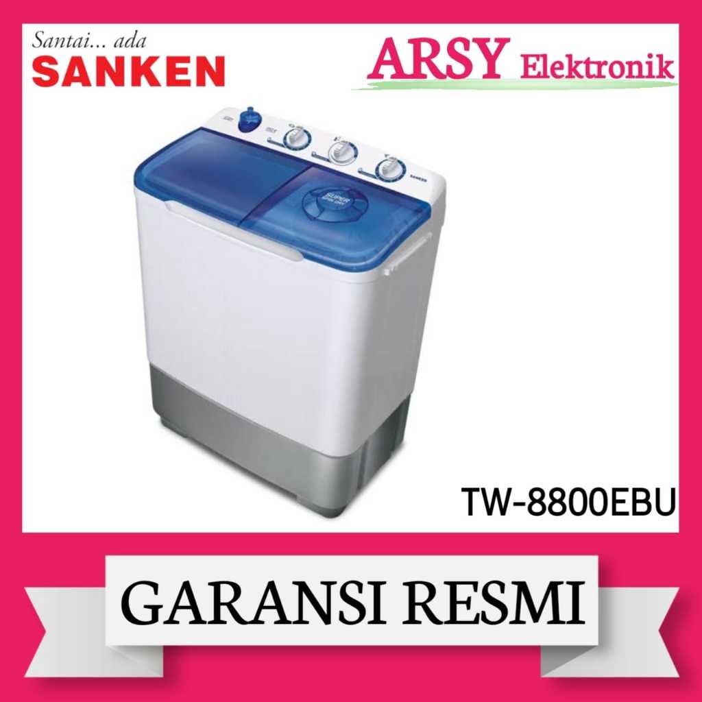 MESIN CUCI SANKEN 2TABUNG TW-8800EBU/SANKEN MESIN CUCI 2TABUNG TW-8800EBU GARANSI RESMI