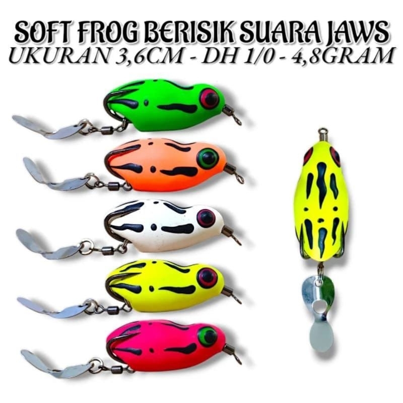 Sofrog rasa jaws, sofrog berisik, umpan mainan ukuran 2.5cm