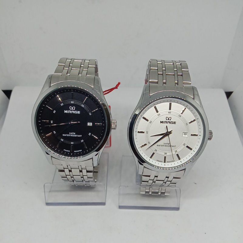 Jam Tangan Mirage (8830BRP-L) tali rantai silver pemakaian laki" (Original)