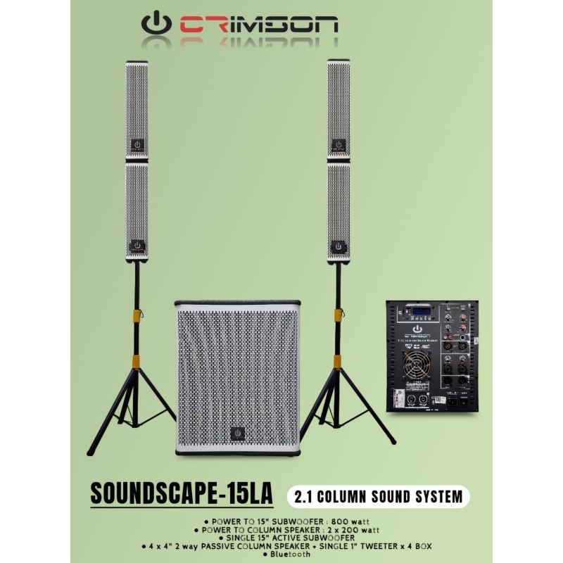 SPEAKER CRIMSON SOUNDSCAPE 15LA SUBWOOFER AKTIF 15INCH 800watt +2.1 COLUMN  SOUNDSYSTEM 2x200watt Bl