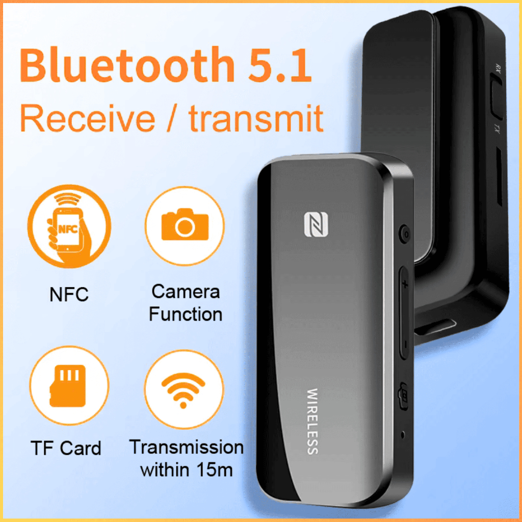 COD Kebidumei Audio Bluetooth 5.1 Receiver Transmitter Mic Mikrofon Kamera SD Card NFC 3.5mm T40