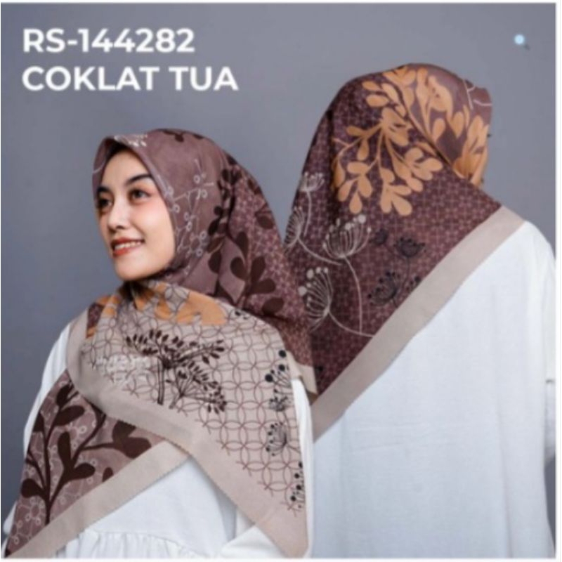 HIJAB VOAL PREMIUM motif daun warna coklat