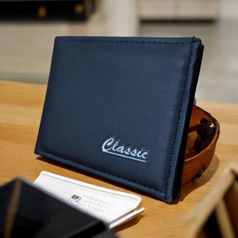 DOMPET HITAM LIPAT DOMPET POLOS LOGO EMBOS/DOMPET KULIT DOMPET PRIA BAHAN PREMIUM/CLASSIC ORIGINAL D