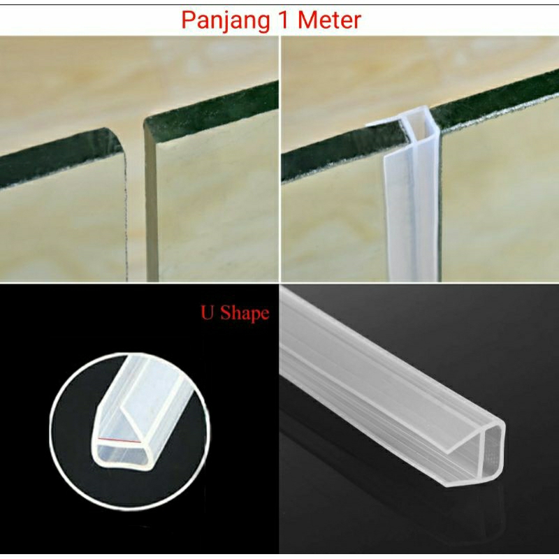 Strip Karet Seal Lis Pintu Kaca Kamar Mandi Silikon Jendela Tipe U