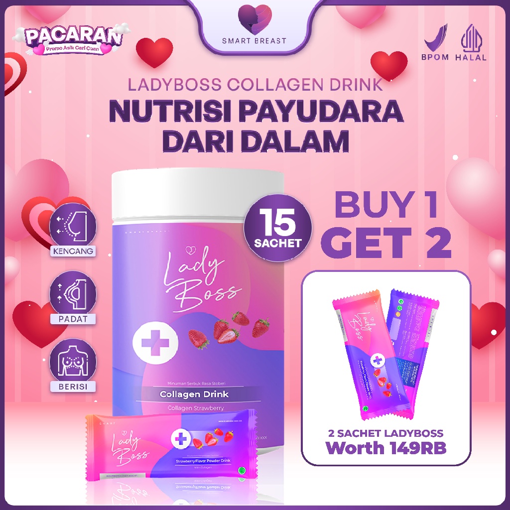 

Smart Breast -LADYBOSS Breast & Collagen Drink ( Minuman Pencerah Kulit dan Pengencang Payudara )