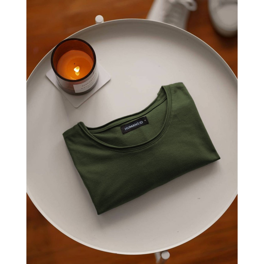 Humans Baju Pria Kaos Polos Unfinished Tshirt Semicut Army