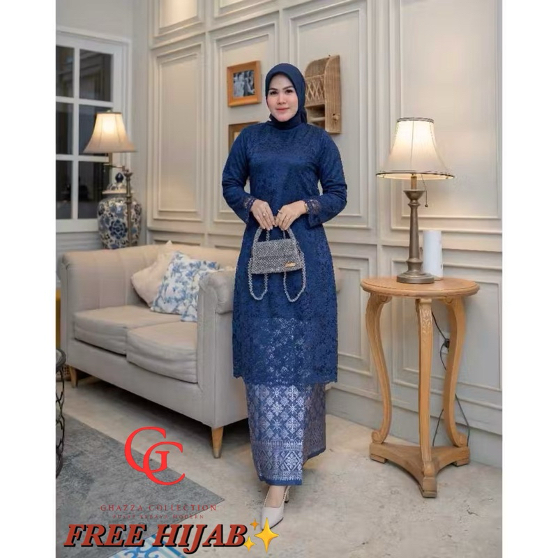 (FREE HIJAB) GHAZZACOLLECTION - KEBAYA BRUKAT MODERN - BAJU KEBAYA MODERN - KEBAYA PESTA - KEBAYA MA