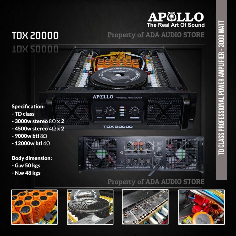 Power Amplifier / Apollo TDX20000 / Kelas TD / 2 Channel / APL TDX 20000 2CH 2 Chanel - 3000W