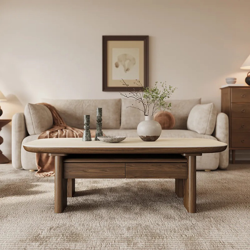 Meja Bar Minimalis Top Marmer White sintered Kayu Jati Jepara