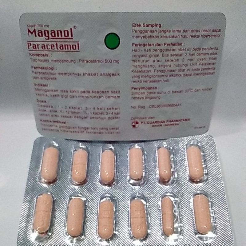 Maganol (paracetamol) perlembar isi 12 tablet