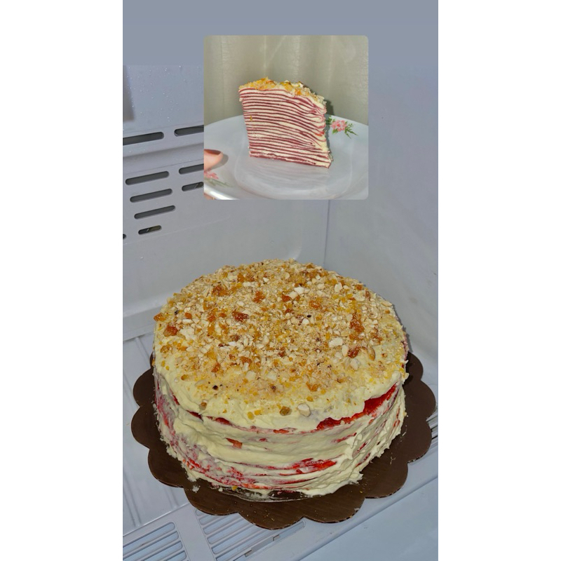 

[fud.U] Mille Crepe Cake Rasa Red Velvet Lembut Berlapis Diameter 16-17 cm
