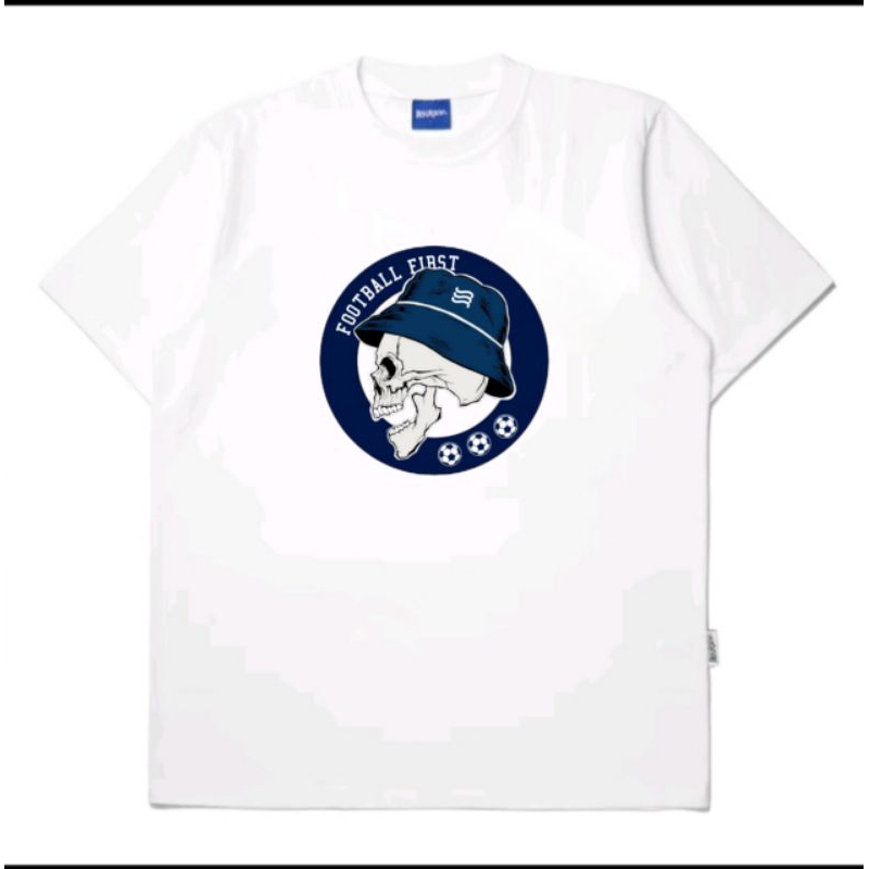 kaos pria wanita casual football 'football first' putih kaos unisex dewasa