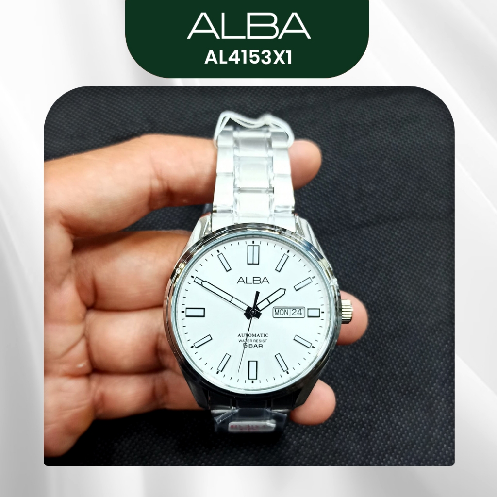 Jam Tangan Pria Alba AL4153X1 AL4153 Automatic Silver Original Resmi