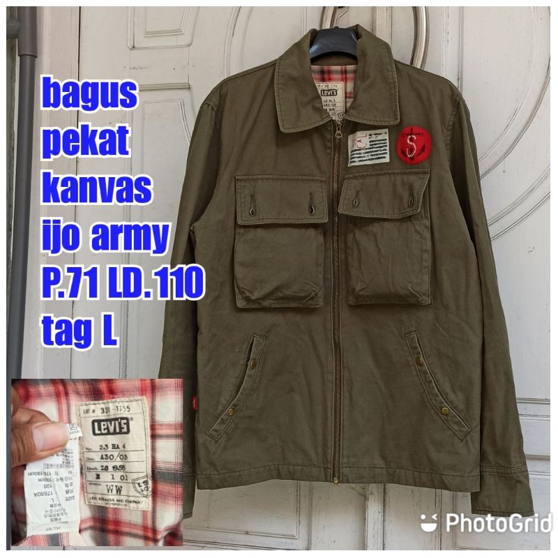jaket work kerja casual army military kanvas tartan big pocket levi's levis