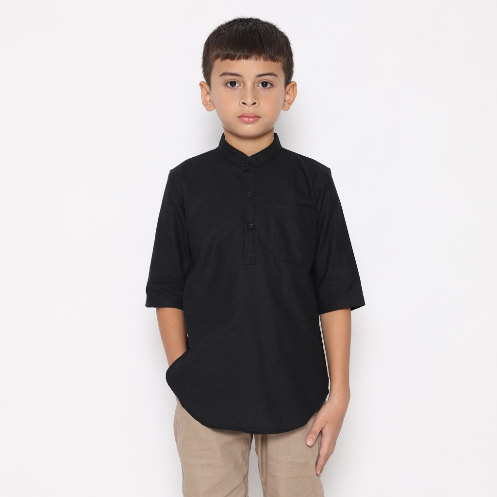 Dancus Kemeja Koko Pakistan Anak / Koko Kurta Anak Warna Hitam OLRM262