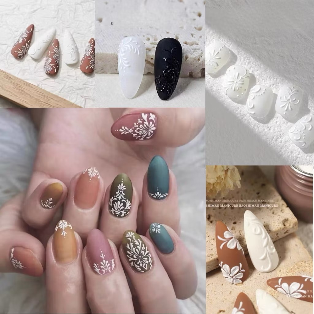 3D Nail Art Embossed Gel Glue Desain Garis Timbul Design Bohemian embos