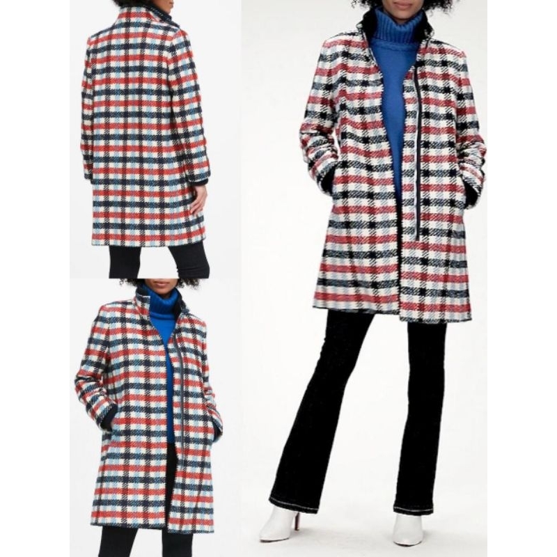 B#rep plaid wool coat