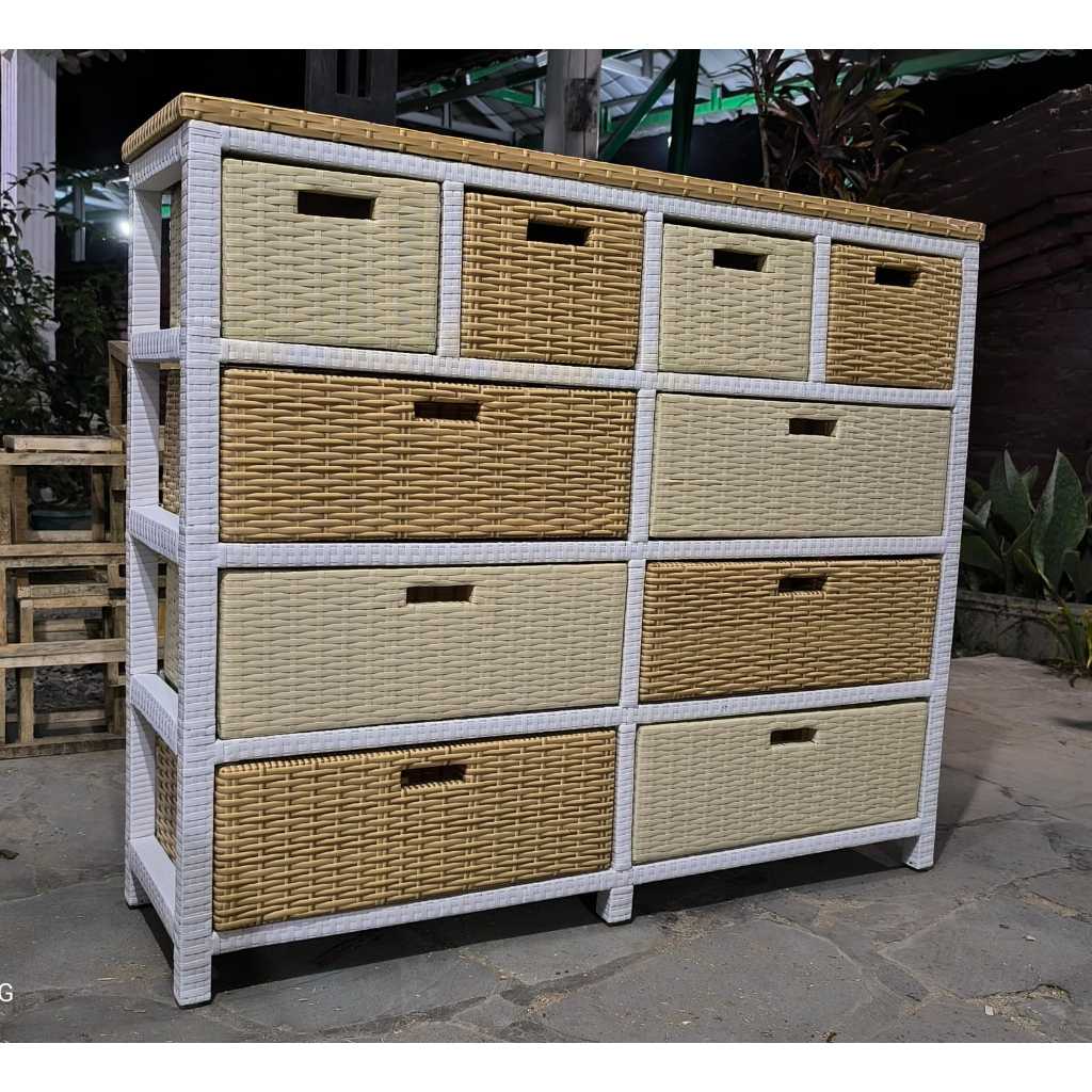 Lemari Laci Rotan Sintetis 10 Laci Minimalis