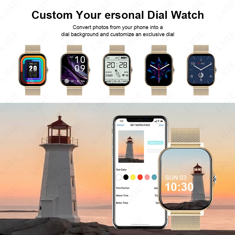 HOT DEALS LIGE Smartwatch Wanita Sport Smart Watch Panggilan Bluetooth Dial Sentuh Pelacak Kebugaran