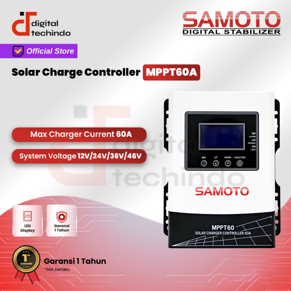 SAMOTO Solar Charge Controller MPPT 60A Charger 12V 24V 48V SMT MPPT60