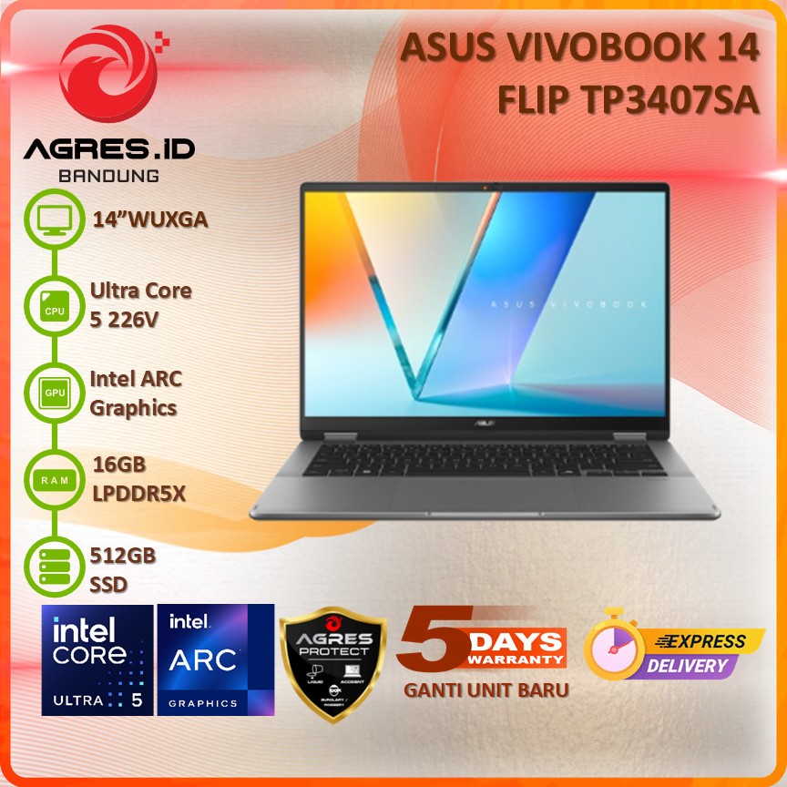 ASUS VIVOBOOK 14 FLIP TP3407SA ULTRA 5 226V 16GB 512GB 14" WUXGA OLED