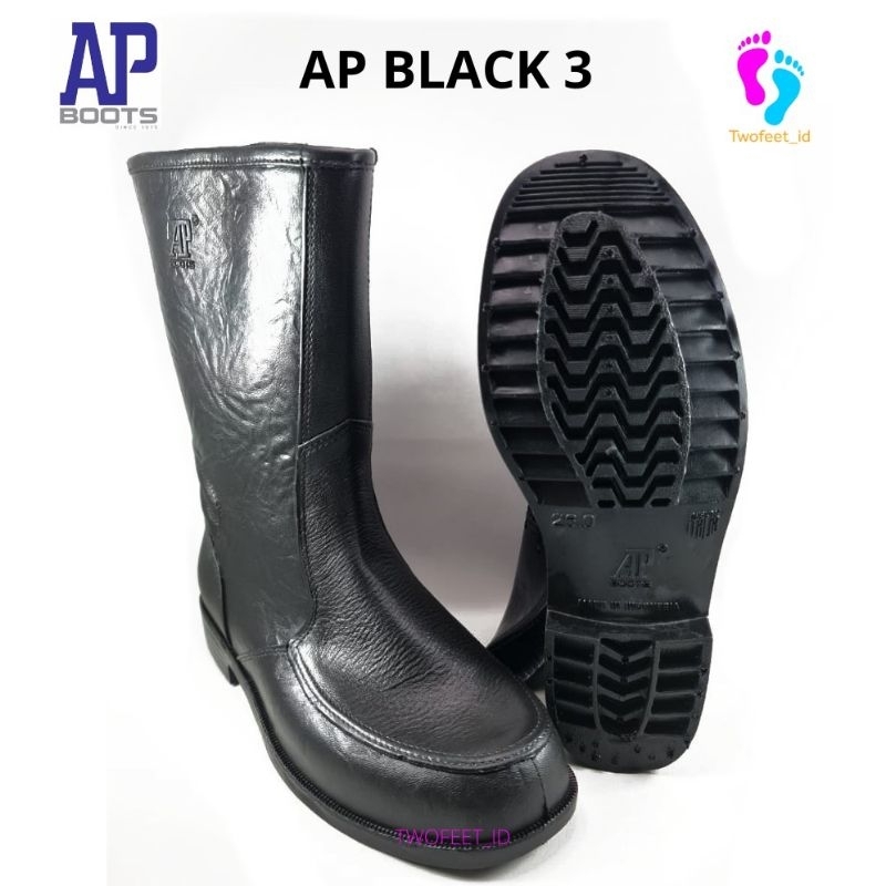 AP BOOTS BLACK 3/AP BOOTH HITAM /AP BOOTS KULIT PENDEK