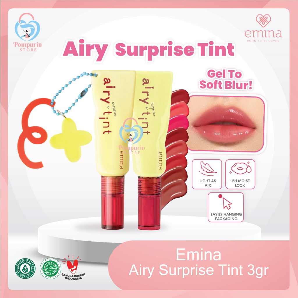 Emina Airy Surprise Tint 3gr - Emina Lip Tint LipTint Melembabkan Airy Tint Emina