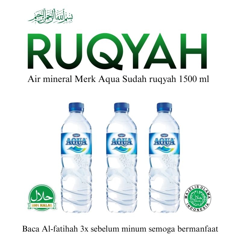 

air ruqyah habib dwiki Rogo lawu 1500ml merk Aqua mineral water sudah diruqyah insya Allah menyembuhkan segala penyakit non medis