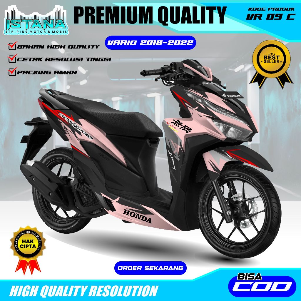VR09-STIKER MOTOR VARIO 125 FULL BODY 2018 2022-STIKER DECAL MOTOR VARIO GLOSSY CUSTOM NAMA GRATTIS