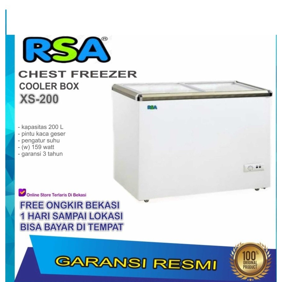 RSA XS-200 Sliding Flat Glass Freezer Box XS-200 / RSA Sliding Chest Freezer