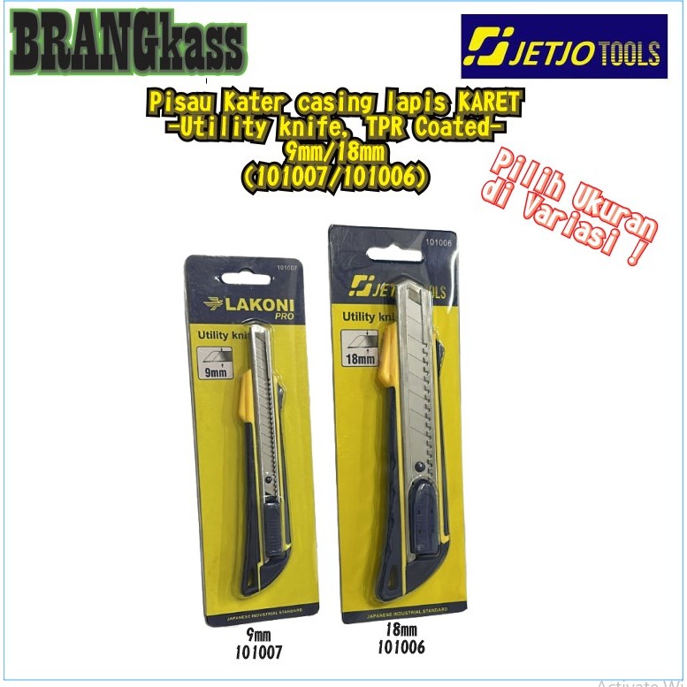 

Pisau Cutter Body lapis karet 9mm/18mm / Utility Knife AUTO LOCKING body karet JETJO TOOLS / LAKONI PRO (101006/101007)