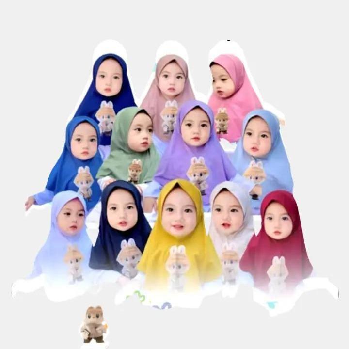 Jilbab Siria Anak Labubu / Jilbab Balita 1-10 Tahun Karakter Labubu / Jilbab Non Ped Anak balita