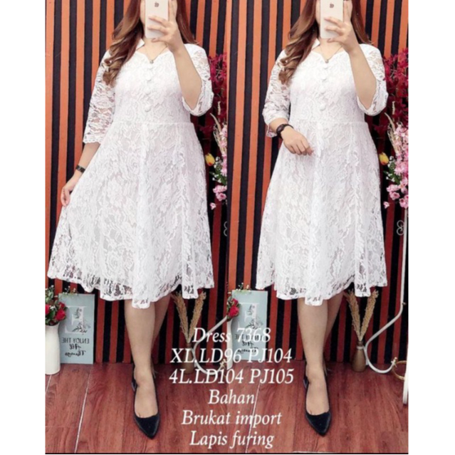 dress brokat, Dress putih,Dress brukat putih, Dress brokat Hitam, Gaun Putih