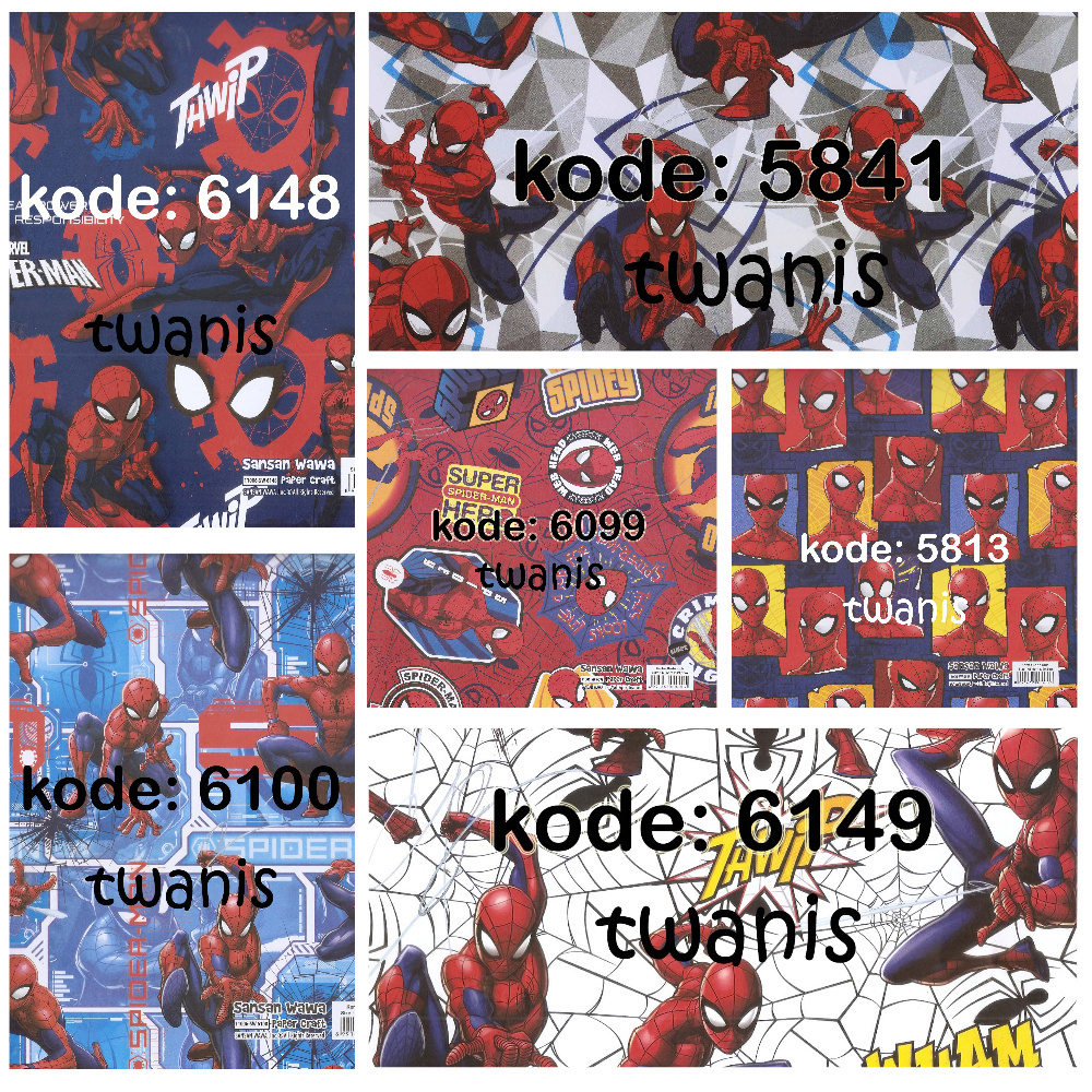 

Paket Kertas Kado Spiderman SANWA isi 30 lembar (6 gambar)