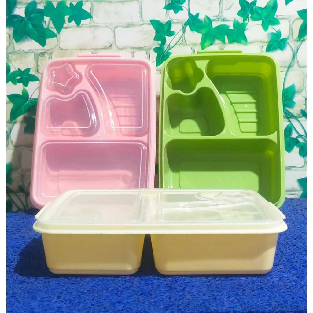 Kotak Makan Sekat  STAR PASTEL NS (23X17X5.5CM) / Tepak Nasi / Tepak Makan Anak Kotak Bekal Makan Te