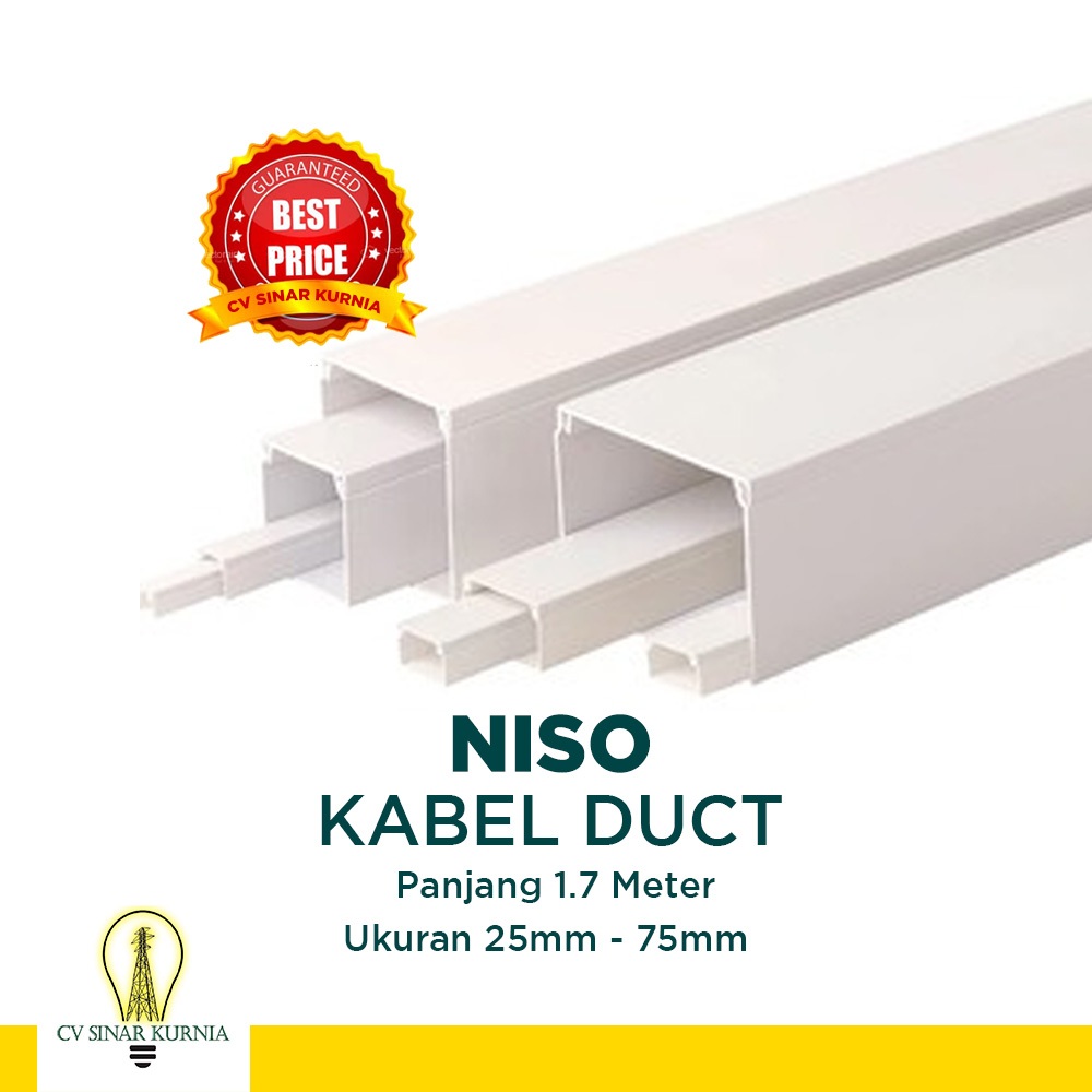 NISO Ducting / Kabel Duct / Pelindung kabel / Wiring Cable Duct PVC ukuran 25mm - 75mm Panjang 1.7 M