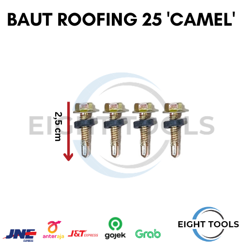 Baut Roofing / Skrup Roofing "CAMEL" 25mm, 2,5cm (50 pcs)