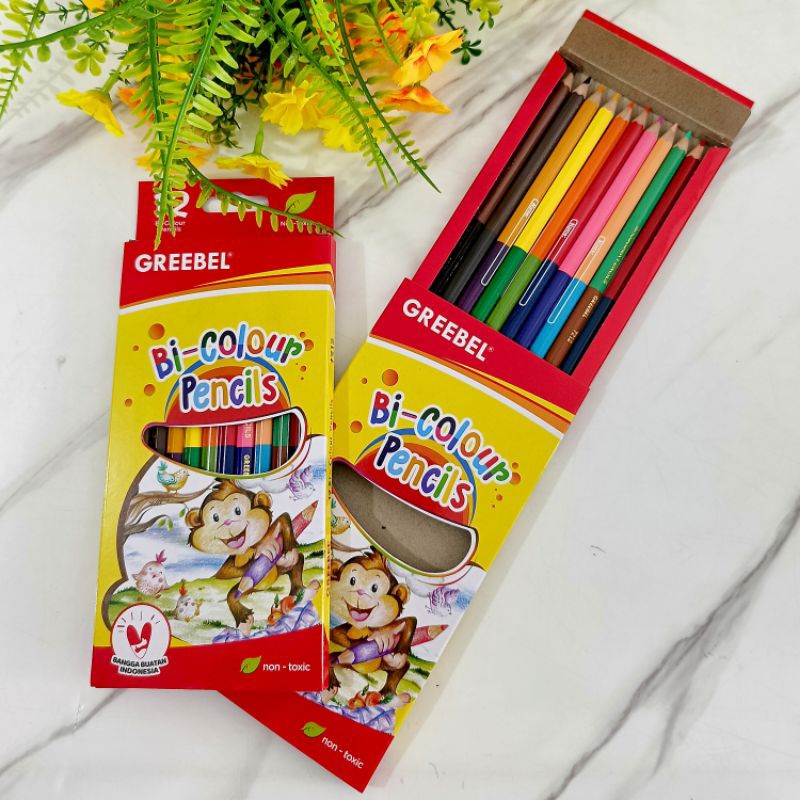 

Greebel bi-colour pencils 24 warna 2in1 2 warna dalam 1 pensil