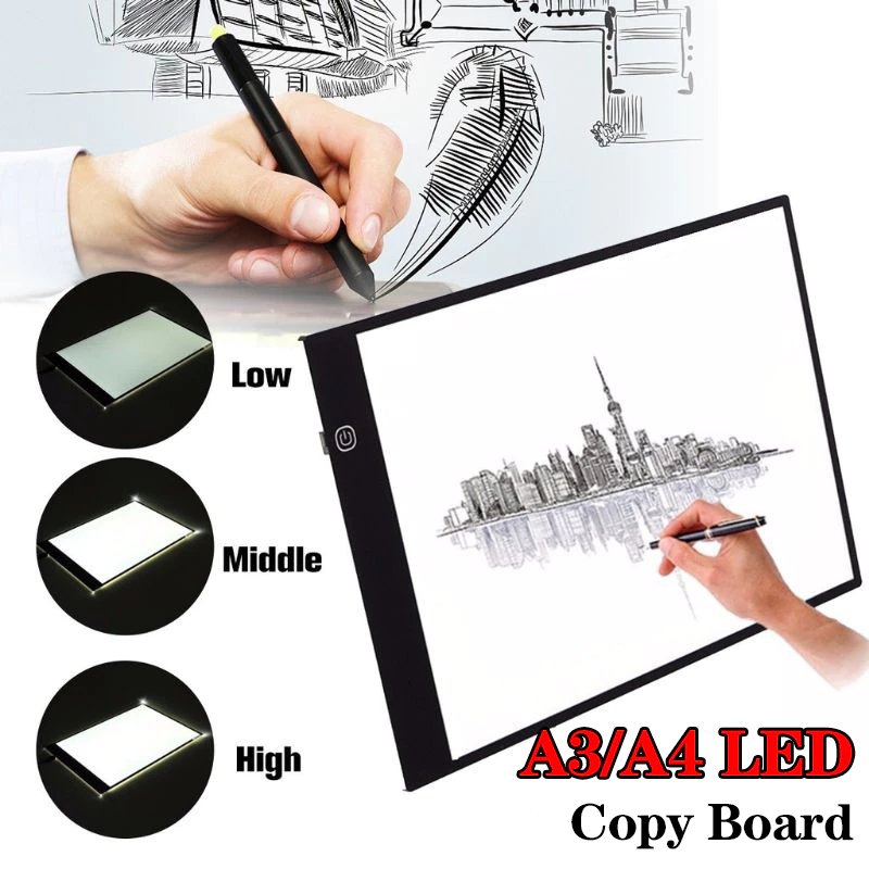 

A3/A4 LED Drawing Tracing Board Stensil Board Papan Jiplak Gambar LED Anak & Dewasa Copy Board Papan LED Light Pad Ultra Slim