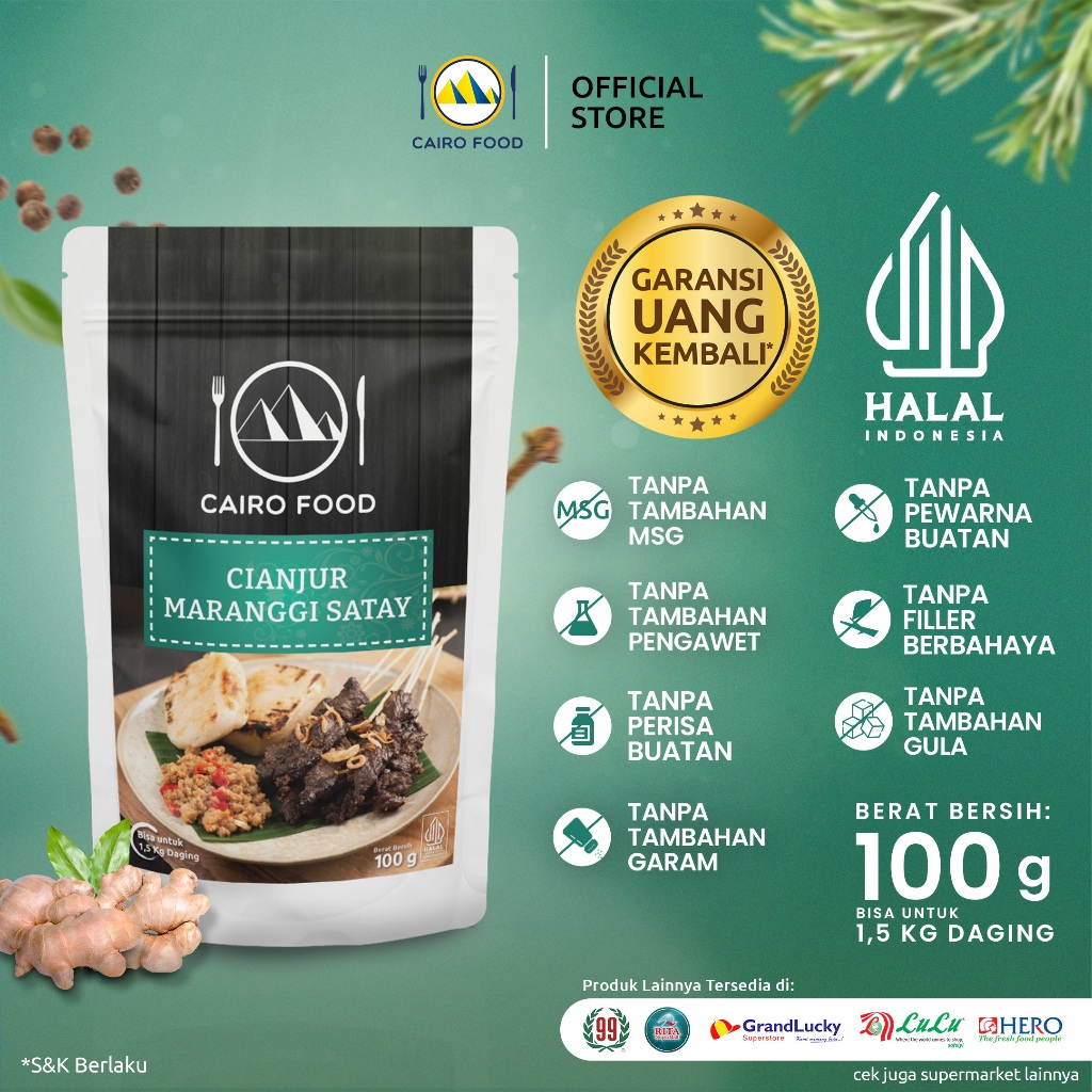 

Bumbu Sate Maranggi Cianjur Sehat – Tanpa MSG, 100% Rempah Murni | Cairo Food - 100 gram