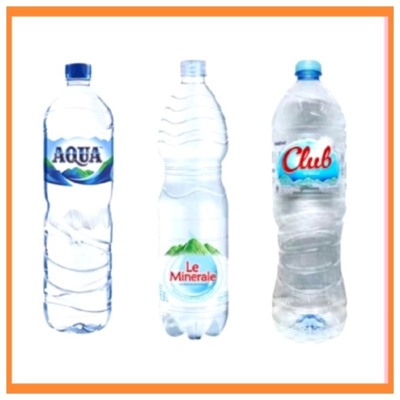 

botol kaleng bekas berbagai merk Aqua, Le mineral dll 600 ml