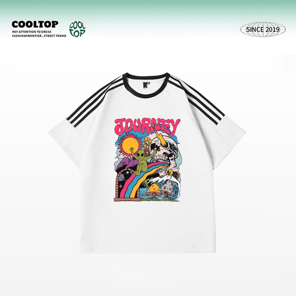 COOL TOP Baju Kaos Pria keren Kaos Vintage Baju Oversize Pria t-shirt | Kaos Putih