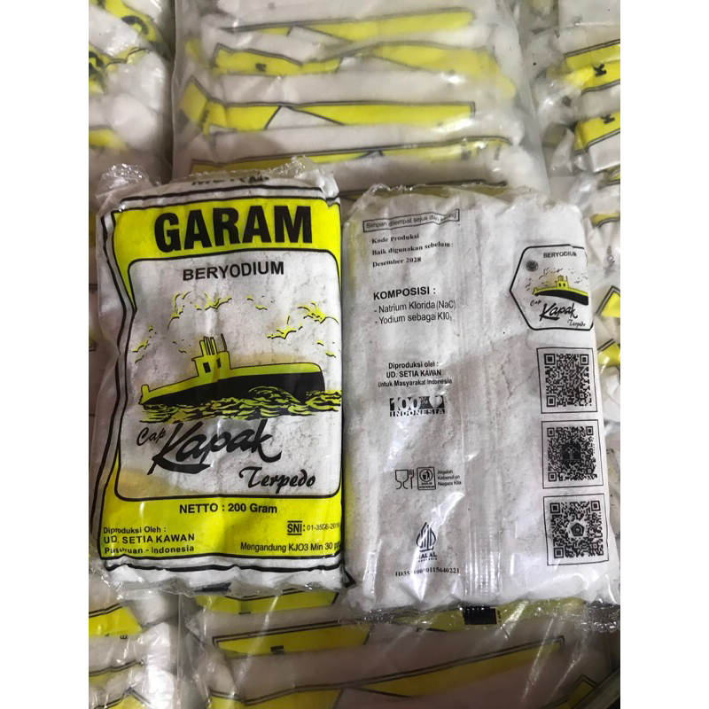 

(1PCS) garam halus beryodium cap kapak terpedo 200gram