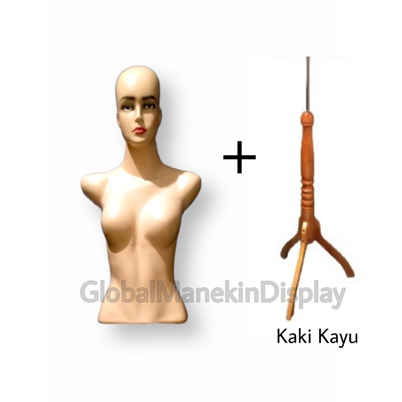 Patung Manekin Baju Torso Wanita Dewasa | Manekin Setengah Badan Dengan Kepala
