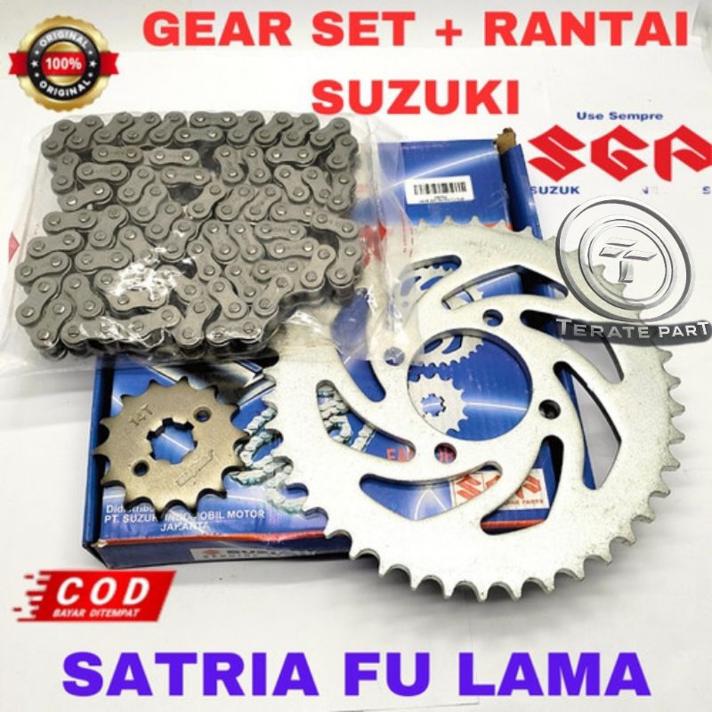 GEAR SET + RANTAI SUZUKI SGP GIR SET ORI  SATRIA FU 150 OLD, SATRIA FU LAMA FU KARBU